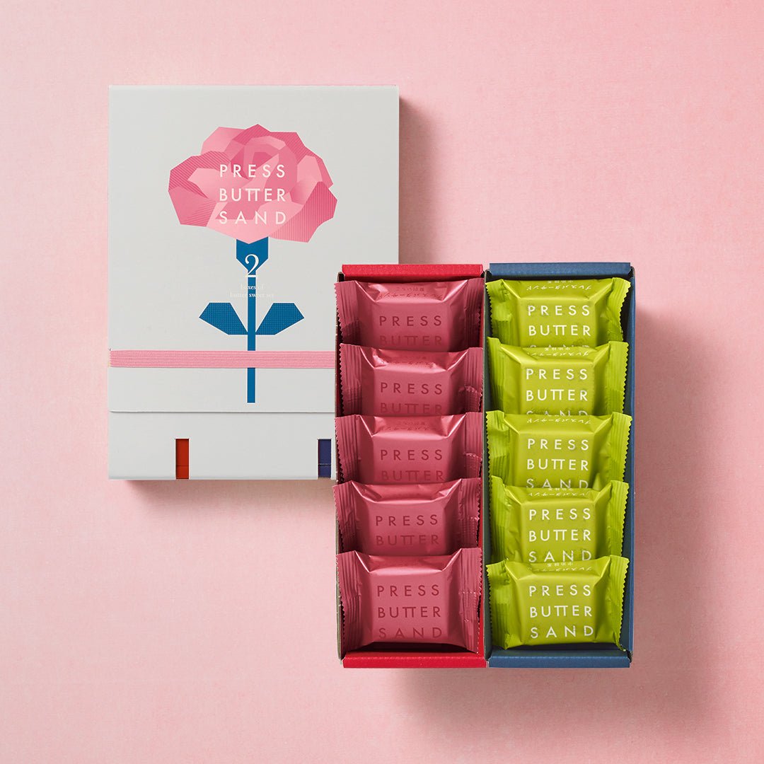 【母の日限定デザイン】バターサンド2種セット贈り物〈贅沢いちご・宇治抹茶〉10個入