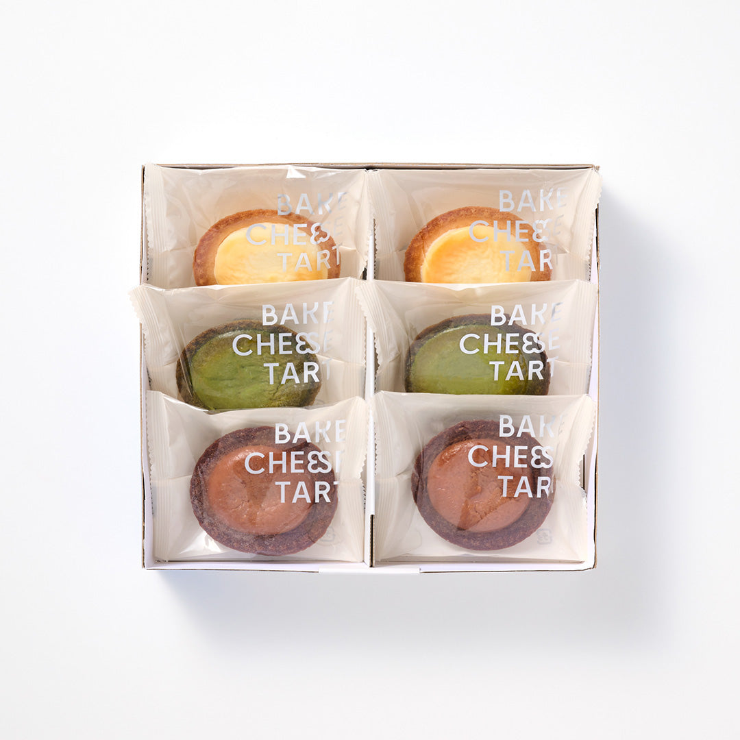 チーズタルト6P BOX〈オリジナルチーズタルト2個・抹茶チーズタルト2個・チョコレートチーズタルト2個〉