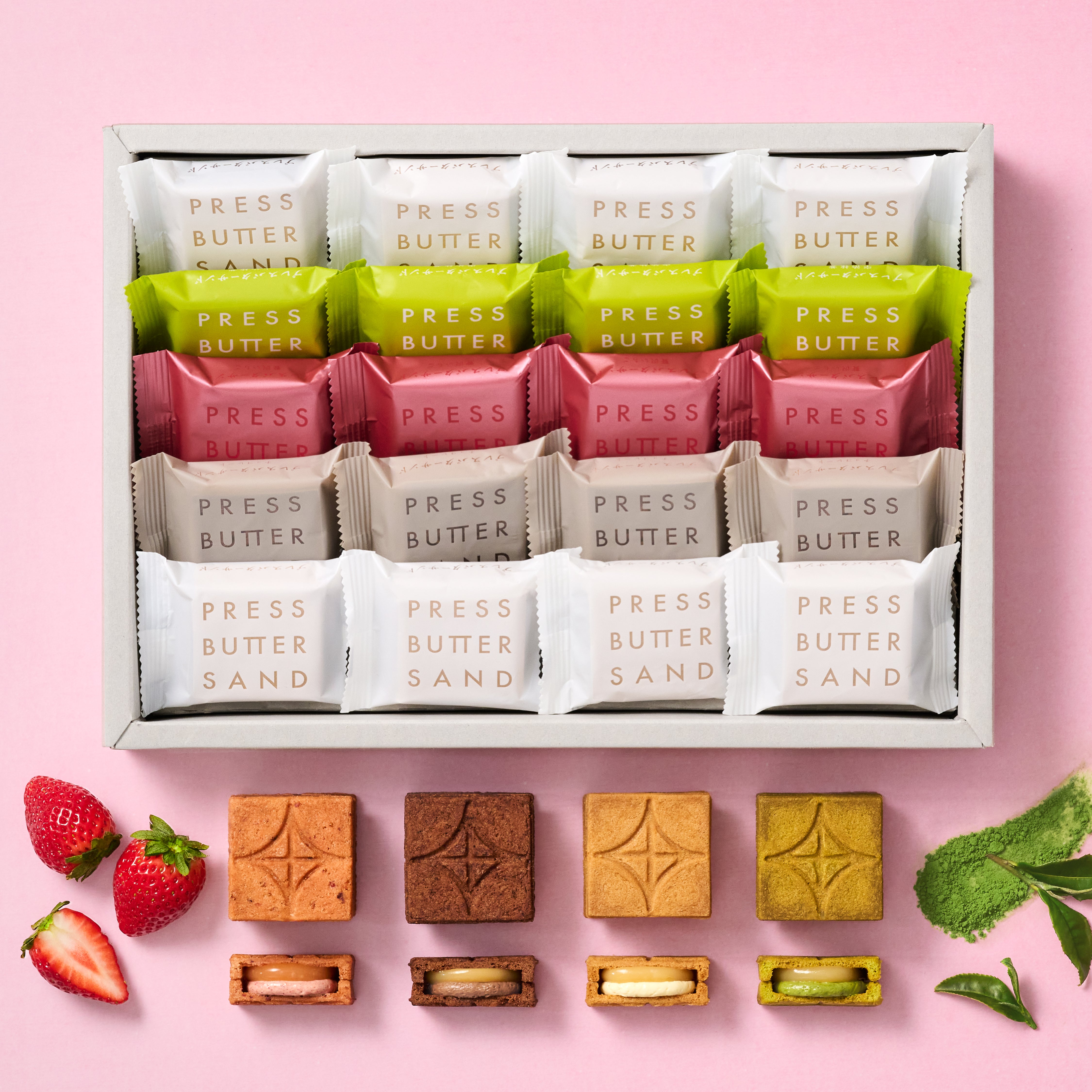 バターサンド4種詰合せ〈贅沢いちご・宇治抹茶〉20個入 | ベイク