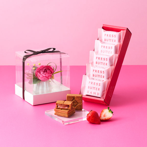 チョコレートパフェ◆フェレナリフトパウダー＆バスパウダー＆リフトローラー バターサンド〈贅沢いちご〉5個入＆ギフトローズ | ベイク