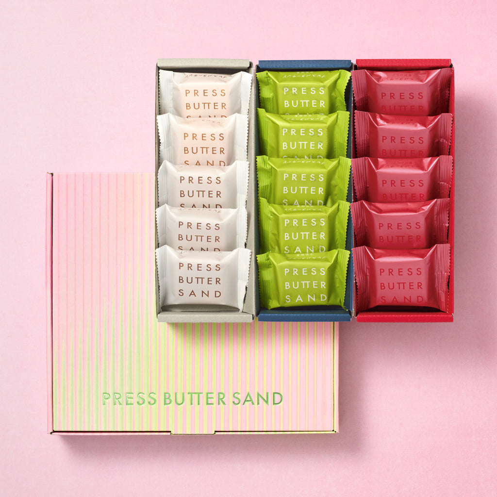 【季節限定デザイン】バターサンド3種セットボックス〈贅沢いちご・宇治抹茶〉15個入