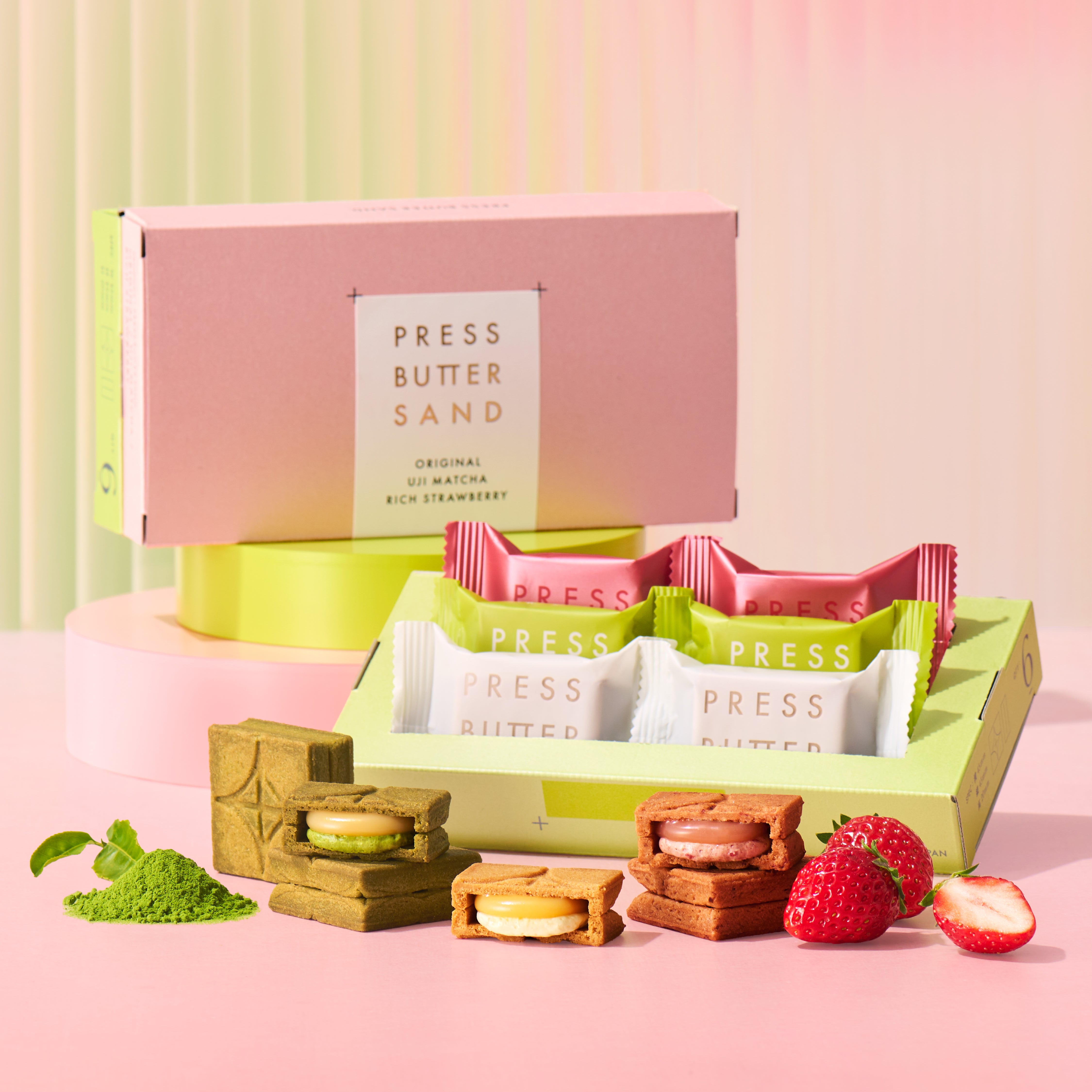 バターサンド食べ比べセット〈宇治抹茶・贅沢いちご〉6個入